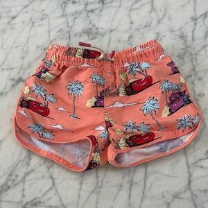Zara Disney Cars Tropical Print Swim Shorts Sz 2T Lightning McQueen